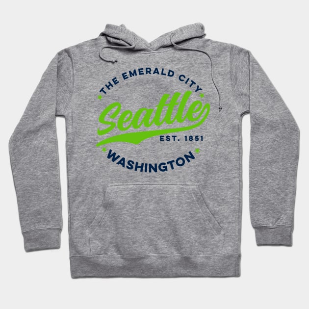 Vintage Seattle Emerald City Washington USA Hoodie by DetourShirts